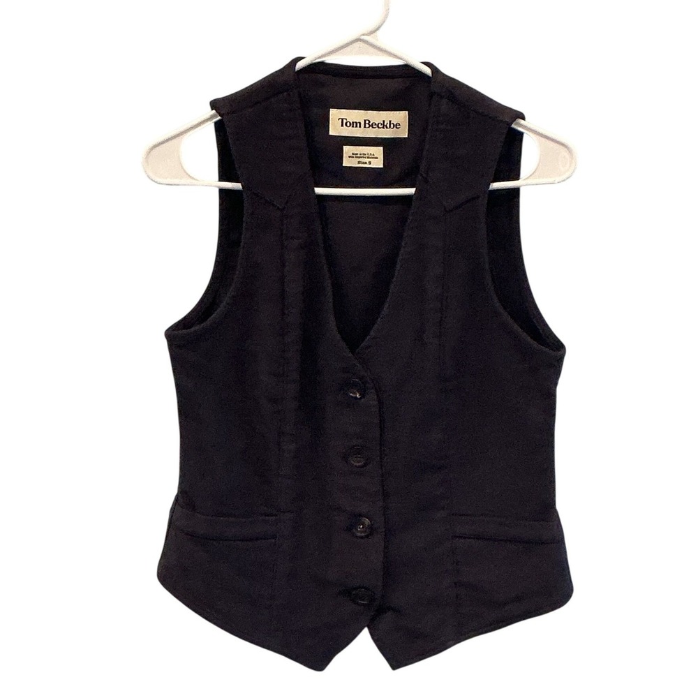 Tom Beckbe Womens Navy Blue Heavyweight Cotton Moleskin‎ Vest Outdoor Frontier S